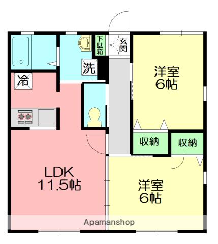 シャテニエ ボワ コート D(2LDK/1階)の間取り写真