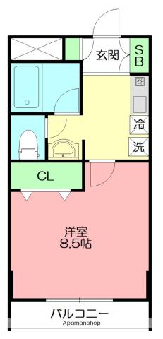 リベルタ湘南(1K/2階)の間取り写真