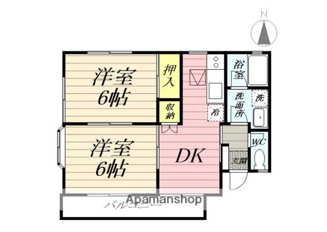 トーンハイムⅠ(2DK/2階)の間取り写真