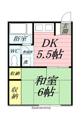 かえで荘(1DK/1階)の間取り写真