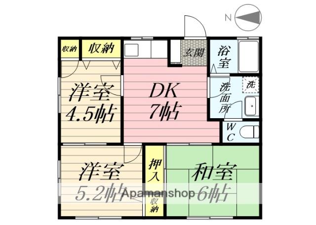 大鋸ハイツ2(2DK/1階)の間取り写真