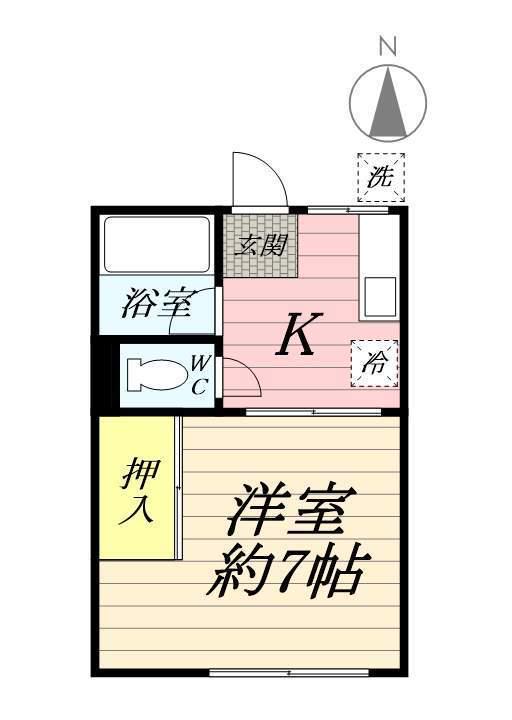 シティハイム開盛Ⅰ(1K/2階)の間取り写真