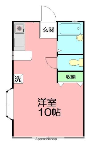 ザ・スプリングB棟(ワンルーム/1階)の間取り写真