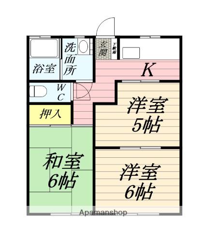 ジュネスナカタ1(3K/2階)の間取り写真