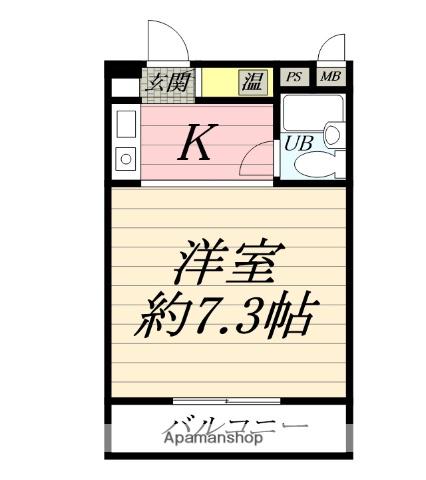 ハイラーク江ノ島(1K/2階)の間取り写真