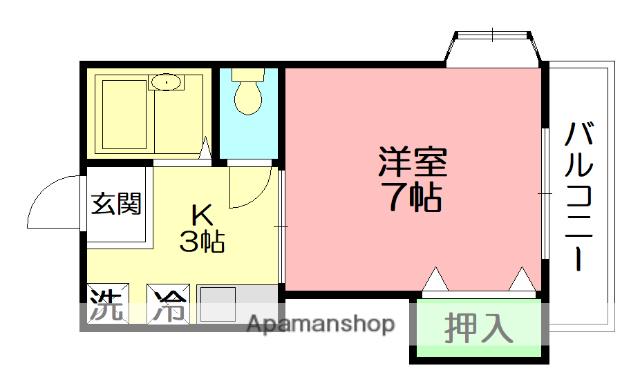 ウィンディ笹尾Ⅲ(1K/2階)の間取り写真