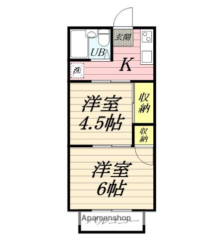 ハイツリッチA(2K/1階)の間取り写真