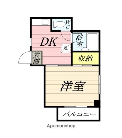 ハウスメモリアルⅠ(1DK/3階)の間取り写真