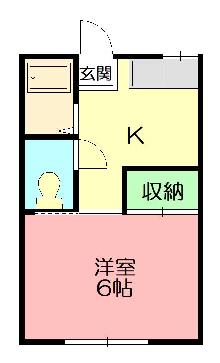 仲居ハイツ1(1K/1階)の間取り写真