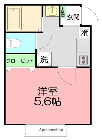 ブランノワールⅡ(1K/1階)の間取り写真