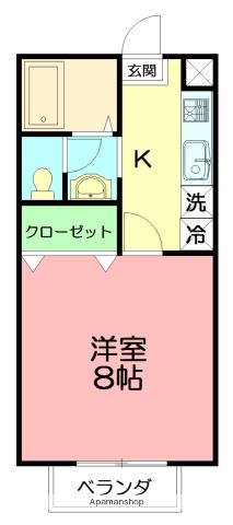 ベルフラワー(1K/1階)の間取り写真