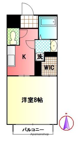 グランボヌール(1K/3階)の間取り写真