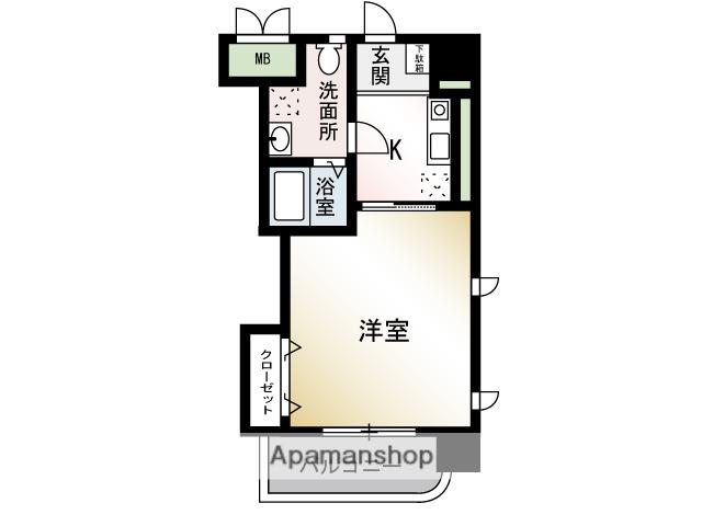 レザン ヴェルジェ(1K/4階)の間取り写真