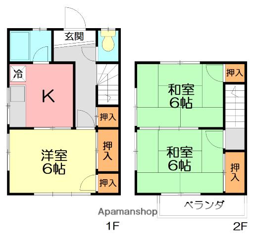湘光テラス１０号(3DK)の間取り写真