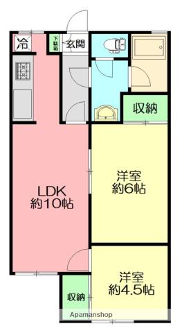 ロードリーT・Ⅰ(2LDK/1階)の間取り写真