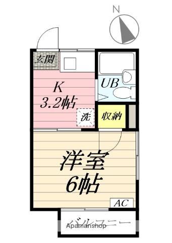アズフラッツ(1K/2階)の間取り写真