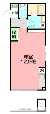 LIFESHIP A棟(ワンルーム/1階)の間取り写真