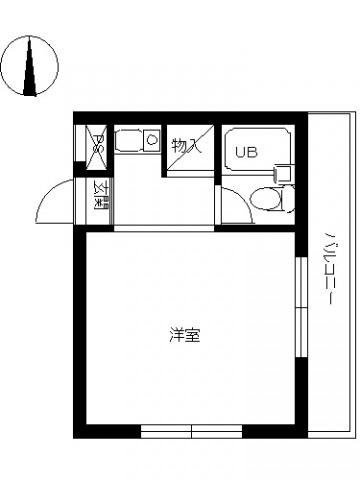 スカイコート中央林間(1K/3階)の間取り写真