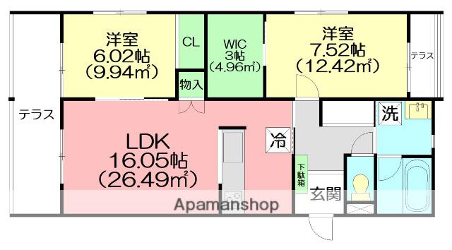 ソルヴィータ天王山 Ⅰ(2LDK/2階)の間取り写真