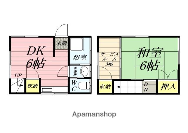 東海道本線 平塚駅 徒歩16分 2階建 築60年(1SDK)の間取り写真
