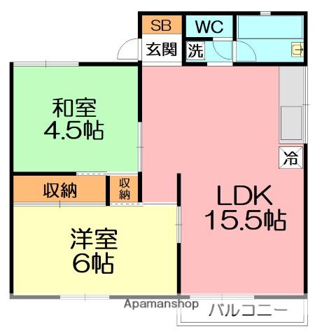 ハイツ柿澤(2LDK/2階)の間取り写真
