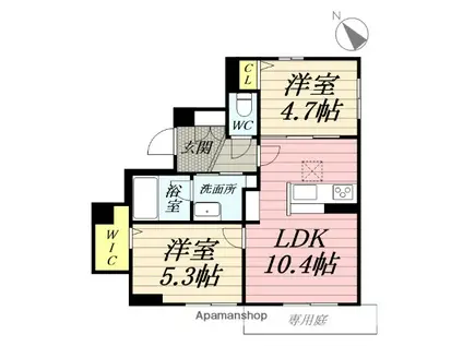 クレドール江ノ島(2LDK/1階)の間取り写真