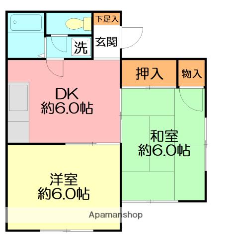 リトル王(2DK/1階)の間取り写真