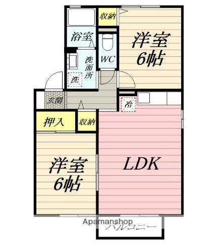 エクセル・MITAKE Ⅱ(2LDK/2階)の間取り写真