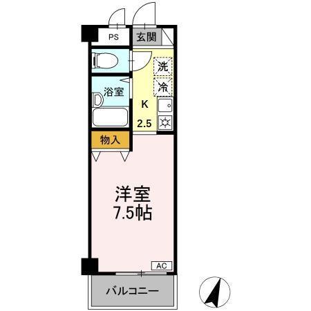 湘南ABS1(ワンルーム/2階)の間取り写真