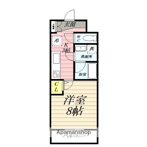 グランシエラ デュオ(1K/1階)の間取り写真