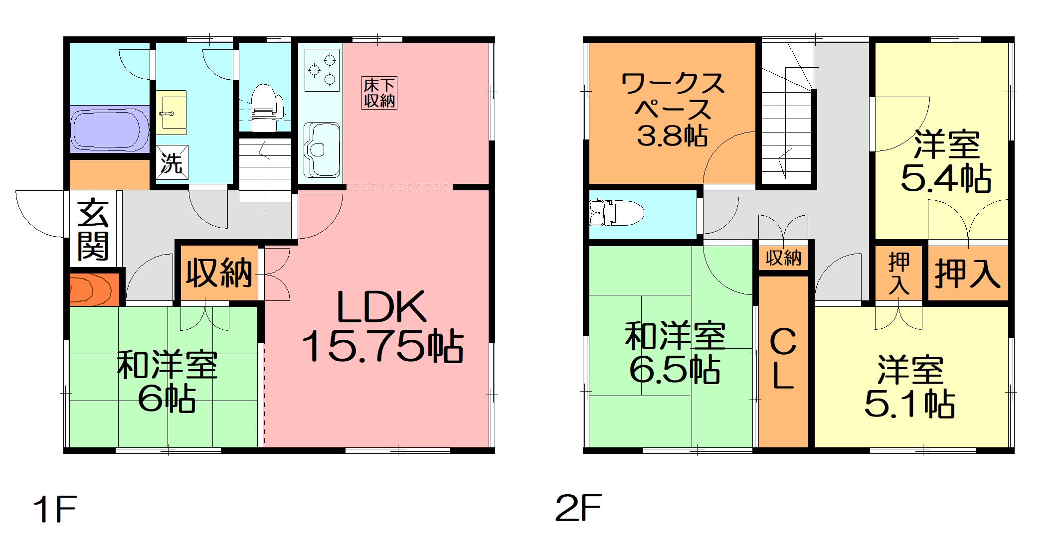 浜之郷アパート(4SLDK/2階)の間取り写真