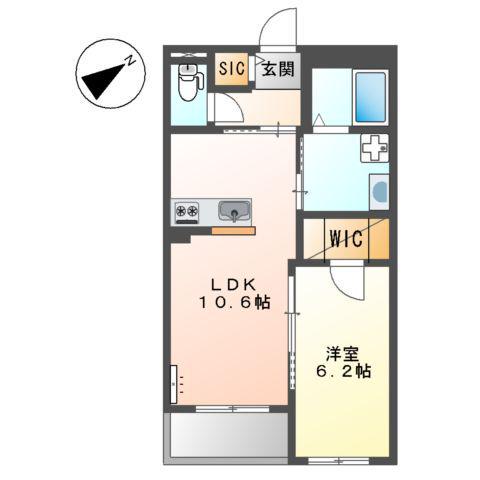 N S ARK(1LDK/3階)の間取り写真