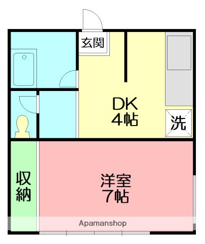 ハイツ二宮(1DK/1階)の間取り写真