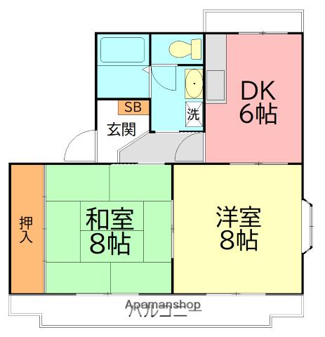 コンチェルト(2DK/3階)の間取り写真