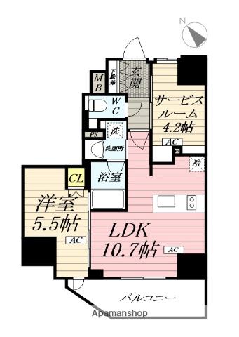 デュオステージ藤沢(2LDK/8階)の間取り写真