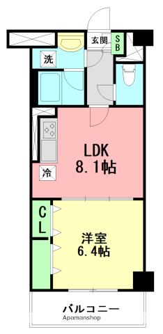 ウィンパース湘南台(1DK/4階)の間取り写真