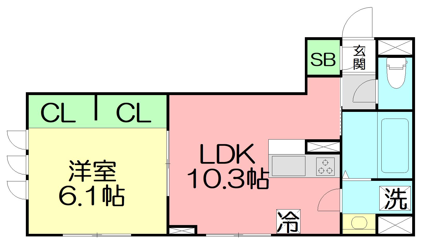 フィレール・ボヌール(1LDK/1階)の間取り写真