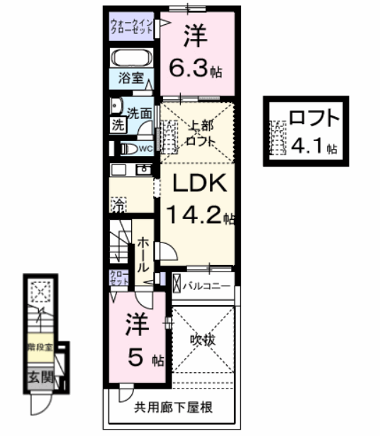ひだまりガーデンテラスⅠ(2LDK/2階)の間取り写真