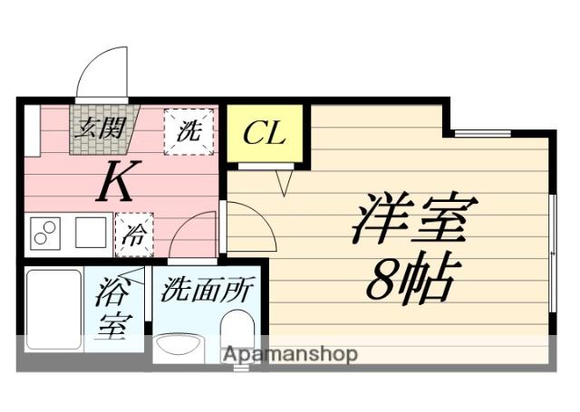 ベルヴィ鶴間(1K/3階)の間取り写真