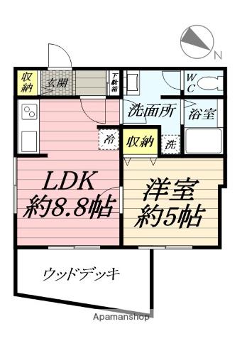 HB浜町Ⅱ(1LDK/1階)の間取り写真