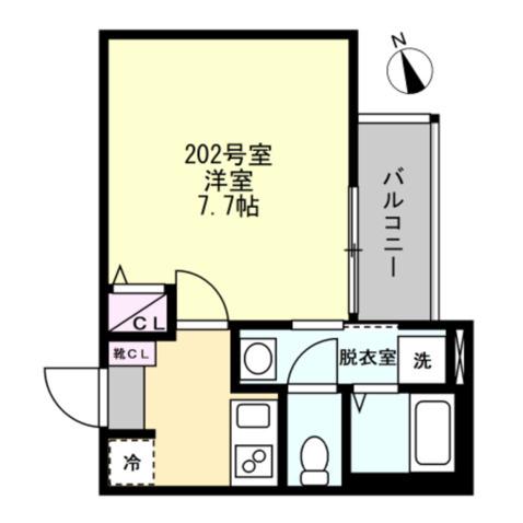 ベイルーム藤沢長後(1K/2階)の間取り写真