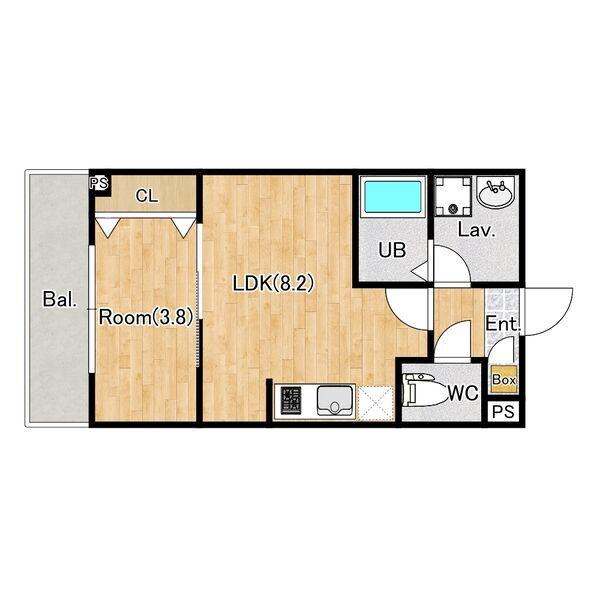 ジーメゾン伊勢原カエルム(1LDK/1階)の間取り写真