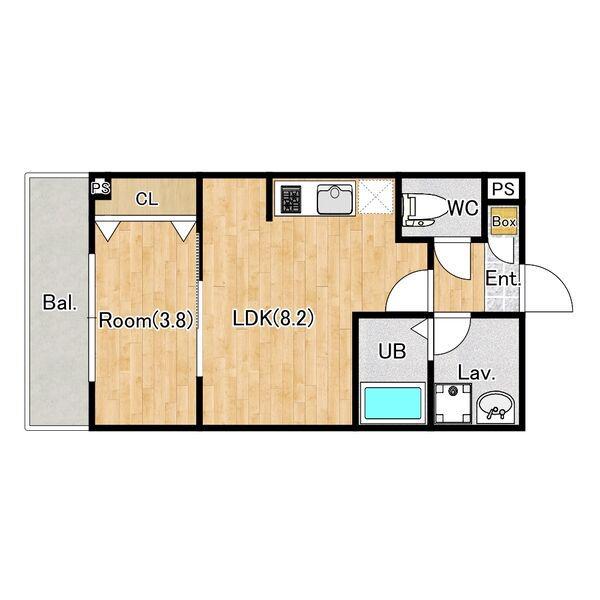ジーメゾン伊勢原カエルム(1LDK/1階)の間取り写真