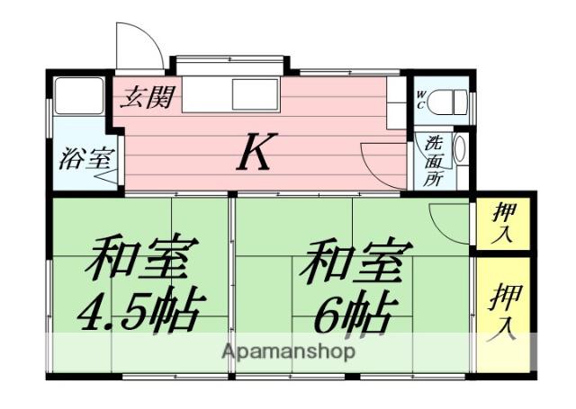御殿場線 下曽我駅 徒歩19分 1階建 築57年(2K)の間取り写真