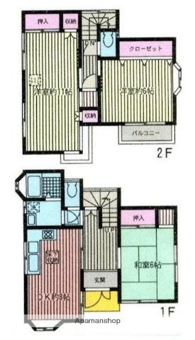 横浜市ブルーライン 下飯田駅 バス乗車時間：4分 俣野公園・横浜薬大前バス停で下車 徒歩3分 2階建 築34年(3DK)の間取り写真