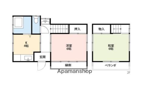 東海道本線 茅ケ崎駅 徒歩20分 2階建 築46年(2K)の間取り写真