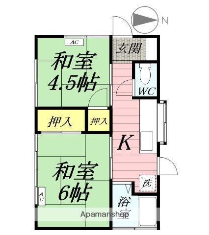 小田急電鉄江ノ島線 高座渋谷駅 徒歩12分 1階建 築57年(2K)の間取り写真
