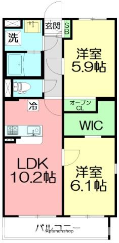 ウィンド湘南(2LDK/2階)の間取り写真