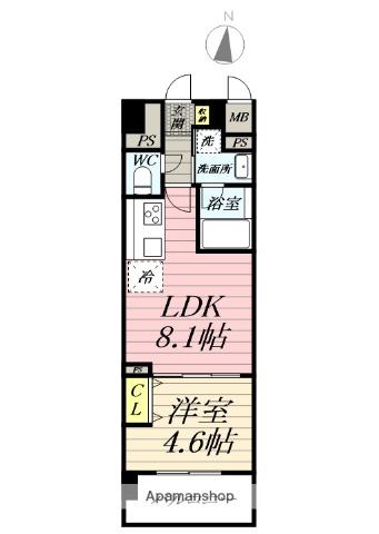 湘南辻堂駅前マンション(1LDK/2階)の間取り写真