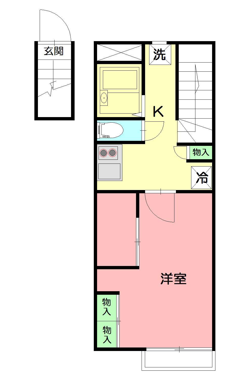 レオパレスメローネⅤ(1K/2階)の間取り写真